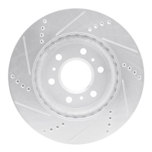 Buick TERRAZA Brake Rotor (1) - Front Right - R1 Concepts - Drilled & Slotted - Silver - `06-`09